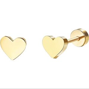 Tiny Stud Heart Earrings with Flatbacks